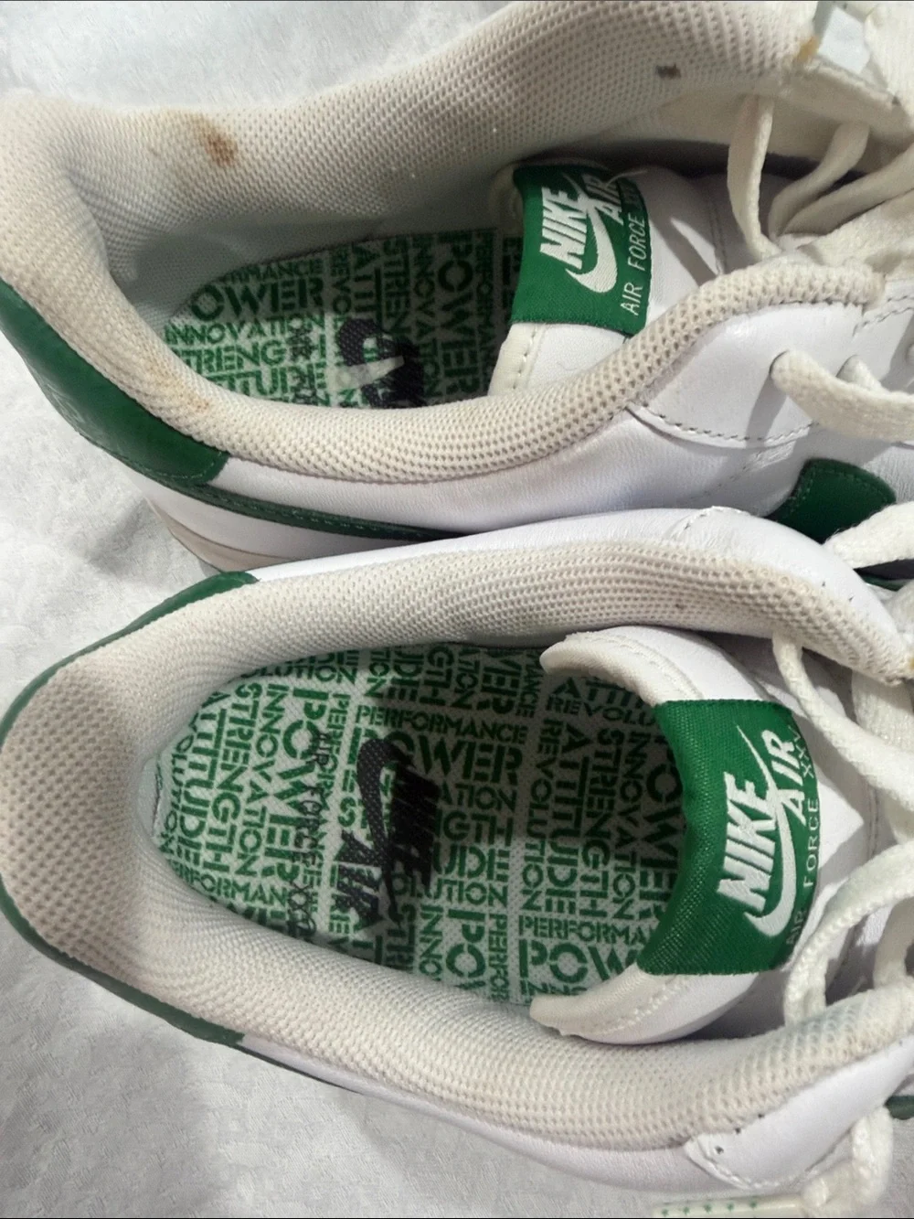 Nike Men’s White Sneakers with Green Swoosh